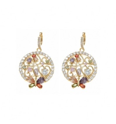 Cercei placati cu aur de 14K, decorati cu cristale cubic zirconia