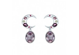 Cercei rodiati, placati cu aur 14K si decorati cu cristale Swarovski