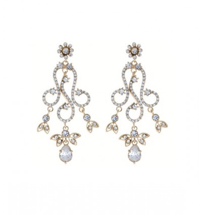 Cercei candelabru placati cu Au14Kt si decorati cu Swarovski