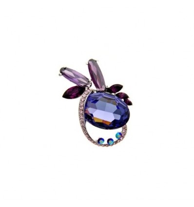 Brosa rodiata, decorata cu cristale Swarovski violet.