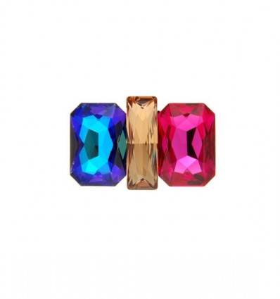 Brosa moderna cu trei cristale Swarovski multicolore