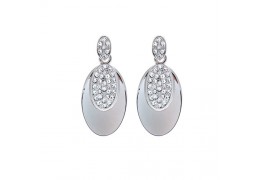 Cercei placati cu rodiu si decorati cu cristale Swarovski