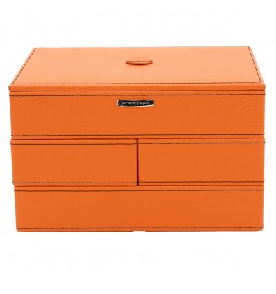 Caseta de bijuterii din piele ecologica orange "Elegance"