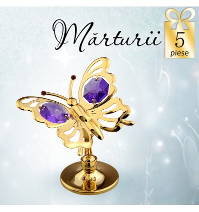 Fluturas cu cristale Swarovski violet - oferta de 5 marturii nunta