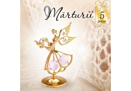 Ingeras auriu cu cristale Swarovski violet- 5 marturii botez