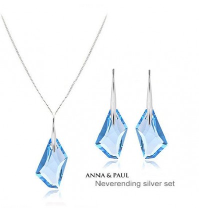 Blue Ciel - Set de cercei si colier din argint decorat cu cristale Swarovski