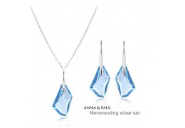 Blue Ciel - Set de cercei si colier din argint decorat cu cristale Swarovski