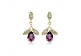 Violet drops -Cercei placati cu aur 18Kt si decorati cu cristale austriece