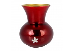 Vaza rosie cu ornament din argint