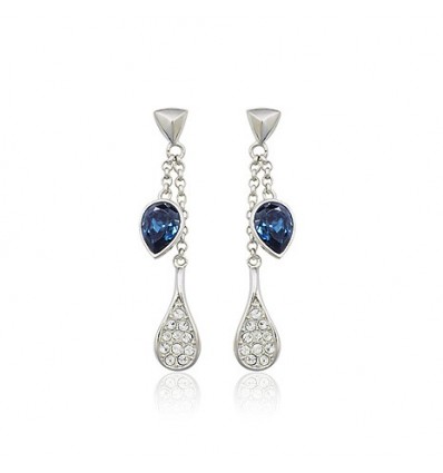 blue heart cercei decorati cu cristale austriece