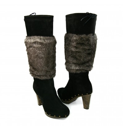 Cizme din piele neagra Dr Scholl cu blanita