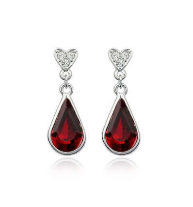 Red Drops - Cercei rodiati decorati cu cristale austriece