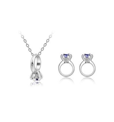 Blue Rings - Set de colier cu cercei decorati cu cristale austriece albastre