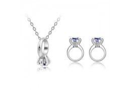 Blue Rings - Set de colier cu cercei decorati cu cristale austriece albastre