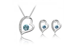 Blue Hearts - Set de colier si cercei placati cu platina