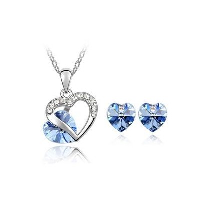 Blue Love - Set de colier si cercei decorat cu cristale