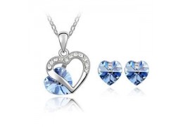 Blue Love - Set de colier si cercei decorat cu cristale