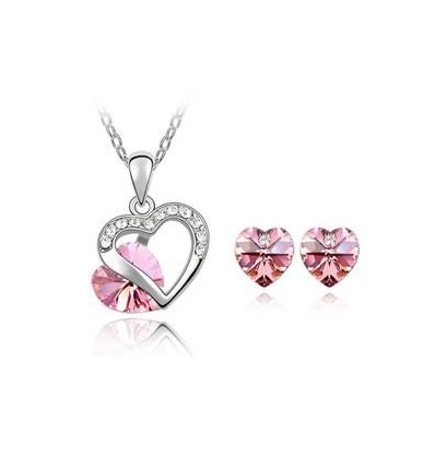 Pink Love - Set de colier si cercei decorat cu cristale