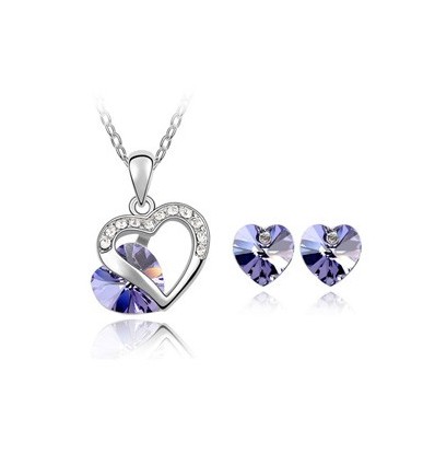 Violet Love - Set de colier si cercei decorat cu cristale