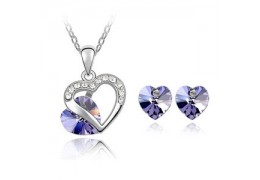 Violet Love - Set de colier si cercei decorat cu cristale