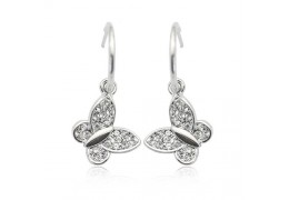 Silver Butterfly - Cercei rodiati decorati cu cristale