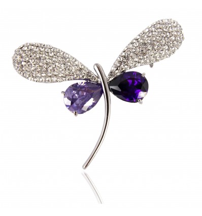 Silver Wings - Brosa fluture cu cristale