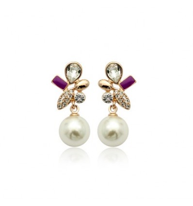 Cercei decorati cu perle si cristale austriece