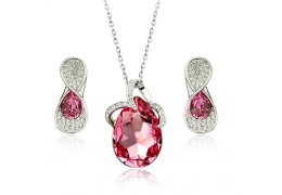 Pink trio - set cercei si colier cu cristale