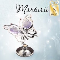 Fluturas cu cristale Swarovski violet - oferta de 5 marturii