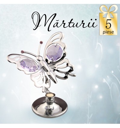 Fluturas cu cristale Swarovski violet - oferta de 5 marturii