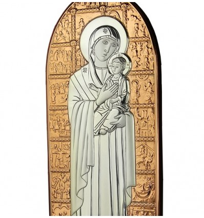Fecioara Maria si Pruncul - icoana pe foita de Ag. 925 si cupru