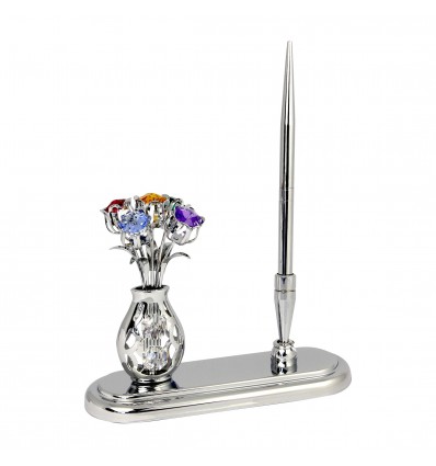Vaza cu lalele decorate cu cristale Swarovski pe suport cu pix