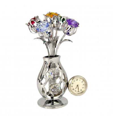 Vaza cu lalele decorate cu cristale Swarovski si ceas