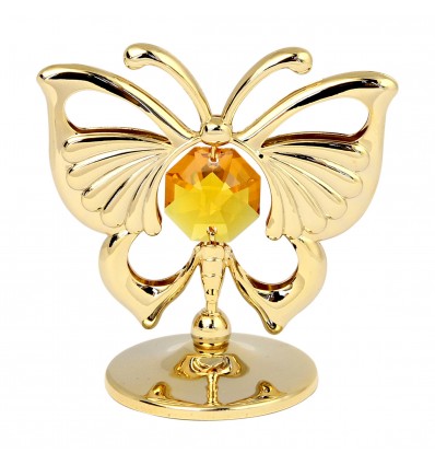 Fluturas auriu cu cristale Swarovski topaz - oferta de 5 marturii