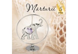 Elefantel in cerc cu cristale Swarovski- oferta de 5 marturii botez