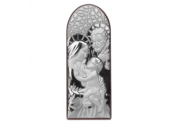 Icoana pe foita de argint cu Sacra Familie ( 6.5 x 2.5 cm)