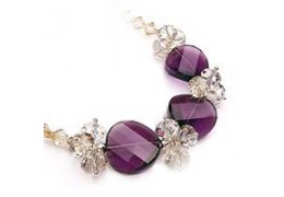 Colier cu cristale Swarovski albe si violet