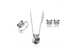 Set  "Panda bears" -, cercei si inel cu cristale Swarovski