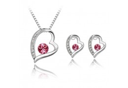 Love Whispers - Set de colier si cercei placati cu platina