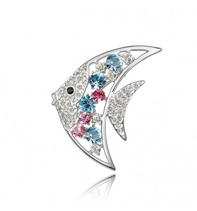 Moonfish - Brosa cu cristale austriece multicolore