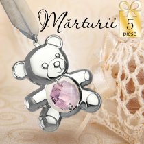 Ursulet cu cristal Swarovski - oferta de 5 marturii de botez