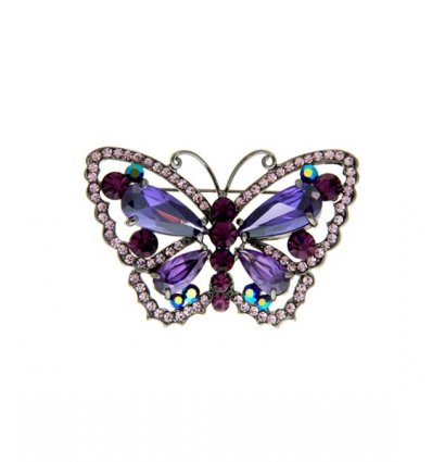 Brosa fluturas cu cristale Swarovski violet