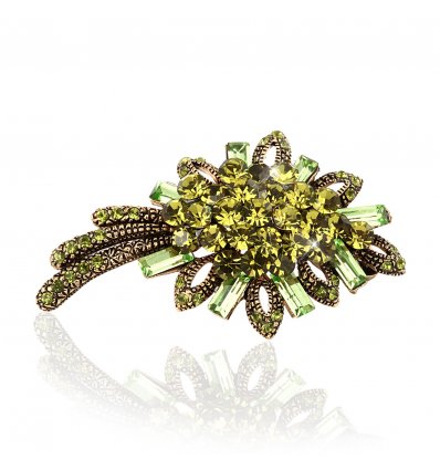 Brosa cu cristale Swarovski cu cristale verzi
