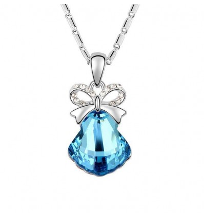 Jingle Bell Blue - colier placat cu platina decorat cu cristale Swarovski