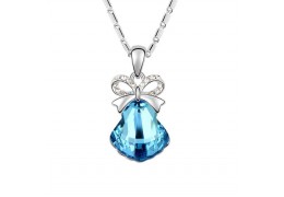 Jingle Bell Blue - colier placat cu platina decorat cu cristale Swarovski