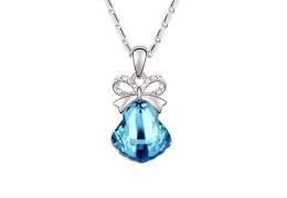 Jingle Bell Blue - colier placat cu platina decorat cu cristale Swarovski