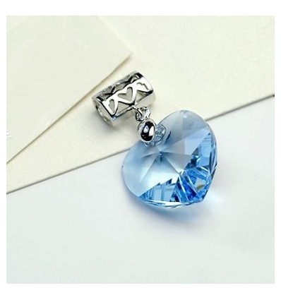 Blue Heart - Pandantiv din argint cu cristale Swarovski