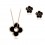 Black flowers - set cercei si colier cu pandantiv