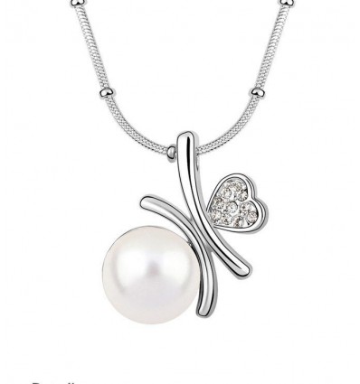 White Pearl - Colier cu perla si cristale austriece