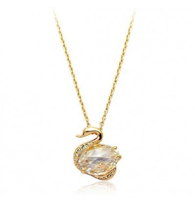 Pearly Swan - Colier placat cu aur si cristale